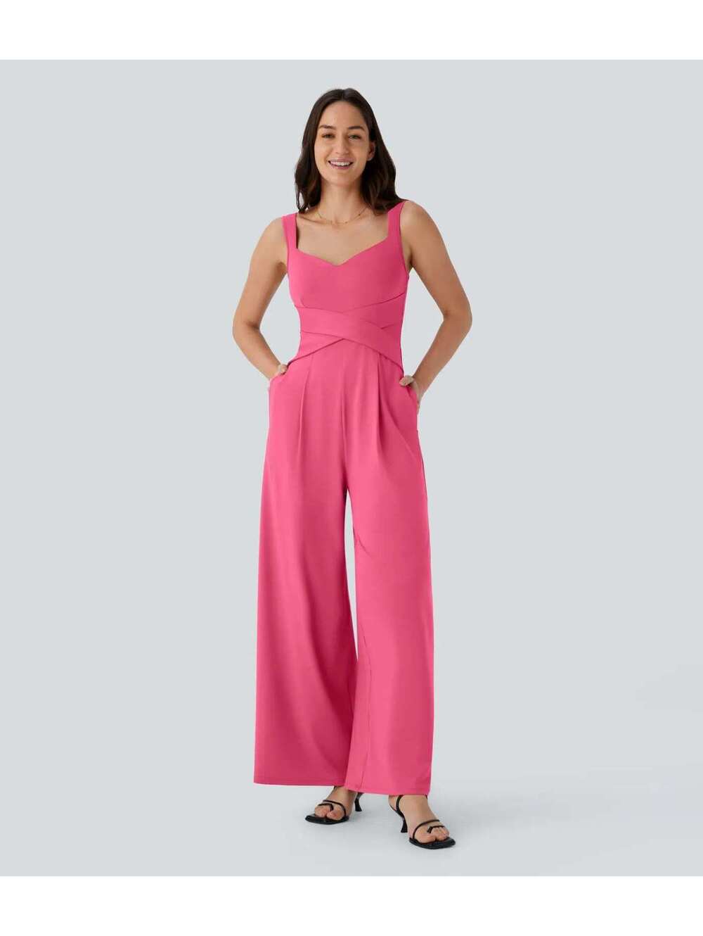HALARA U Back Sleeveless Casual Jumpsuit with Pockets- Size M Reg